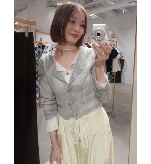 LAGUNAMOON「メタルボタンシアーニットカーディガン」|カーディガン|