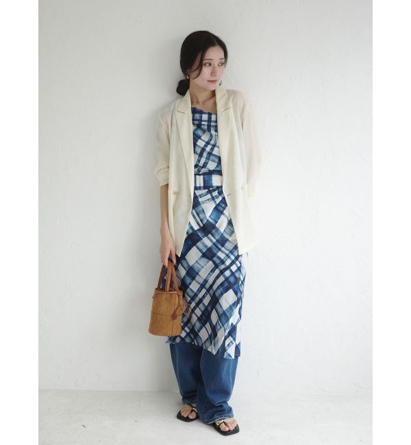 LAGUNAMOON「チェックガラドレープワンピース」|ワンピース|