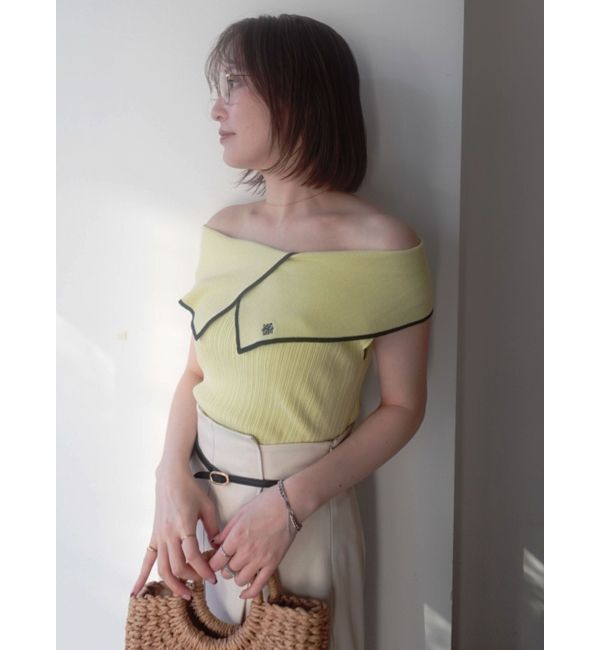 LAGUNAMOON「アシメカラーネックニット」|ニット・セーター|ライム