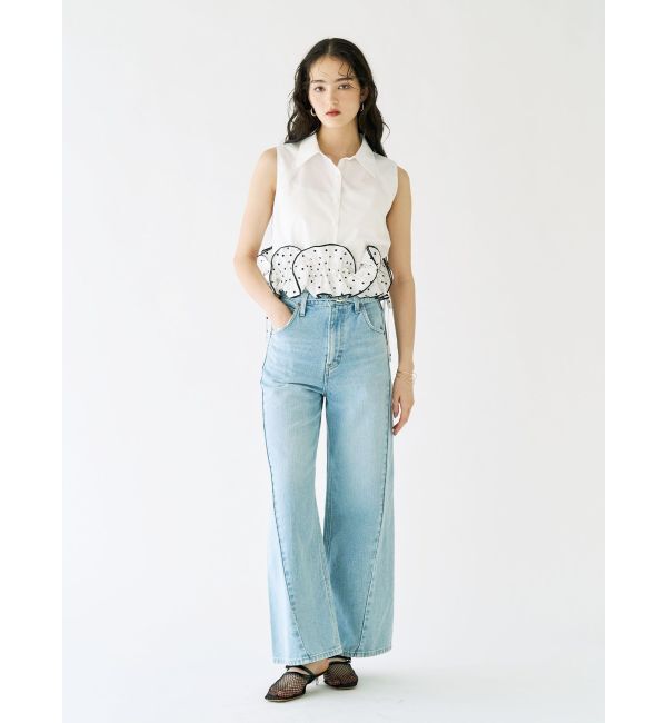 LAGUNAMOON「【Leeコラボ】セミワイドベルトデニムパンツ」|デニム|
