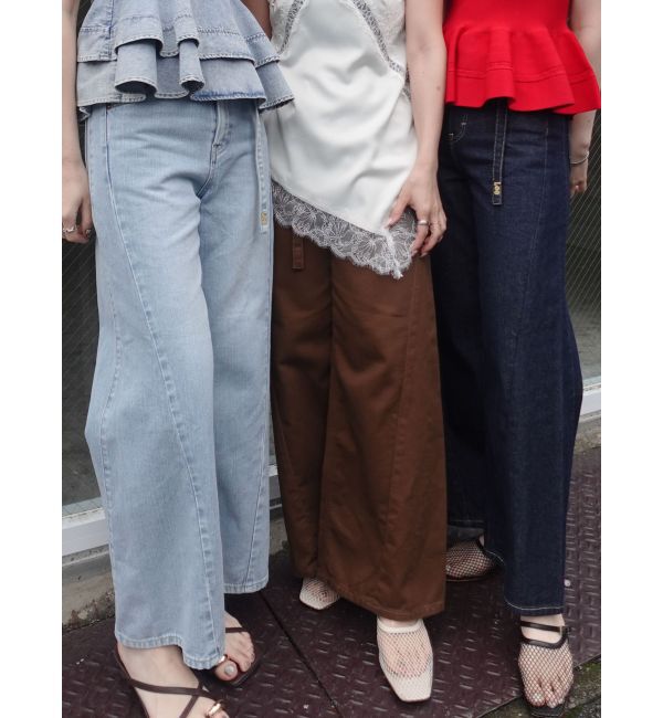 LAGUNAMOON「【Leeコラボ】セミワイドベルトデニムパンツ」|デニム|