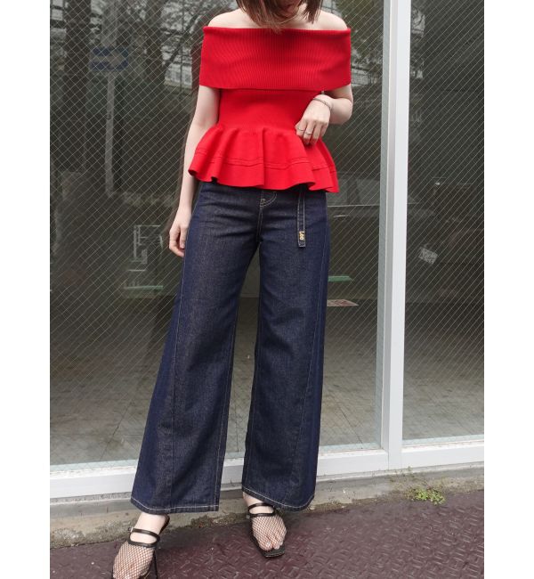 LAGUNAMOON「【Leeコラボ】セミワイドベルトデニムパンツ」|デニム|