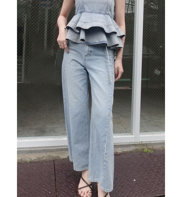 LAGUNAMOON「【Leeコラボ】セミワイドベルトデニムパンツ」|デニム|