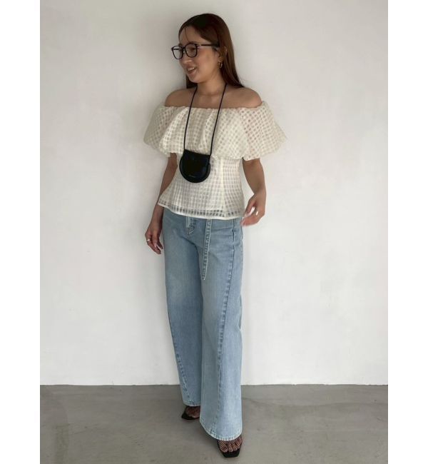 LAGUNAMOON「【Leeコラボ】セミワイドベルトデニムパンツ」|デニム|