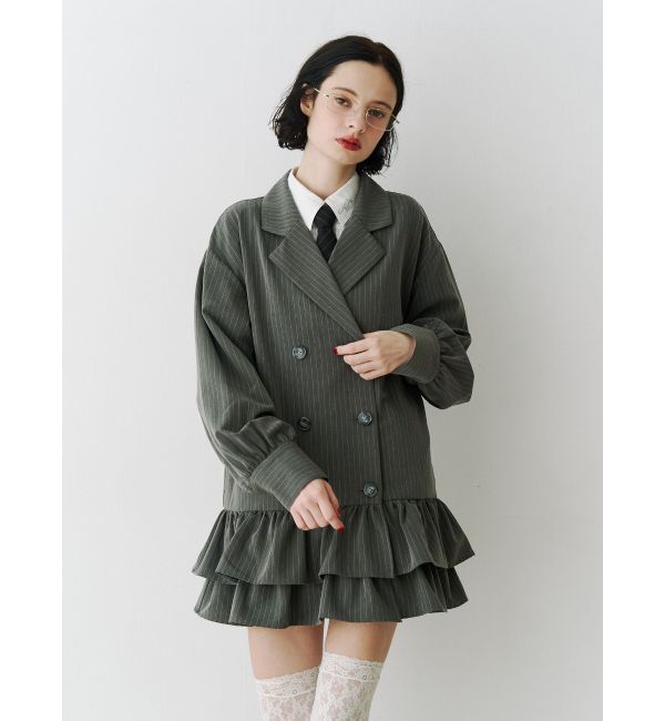 jouetie「ヘムフリルトレンチミニワンピース」|ワンピース|グレー