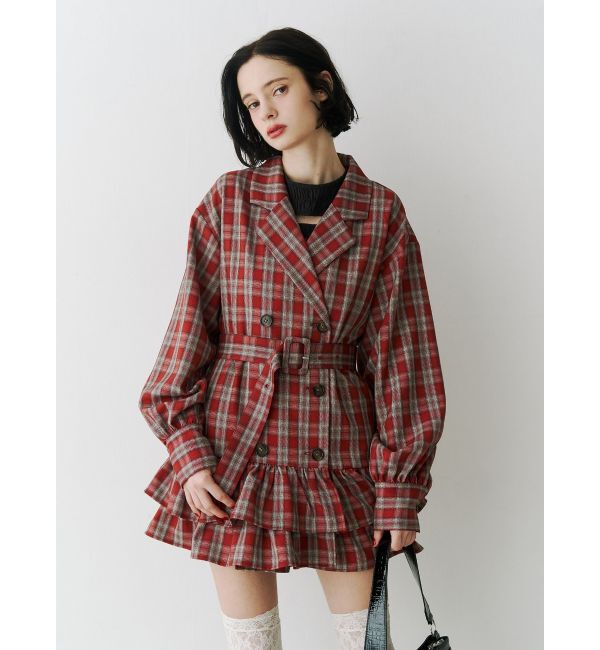jouetie「ヘムフリルトレンチミニワンピース」|ワンピース|レッド