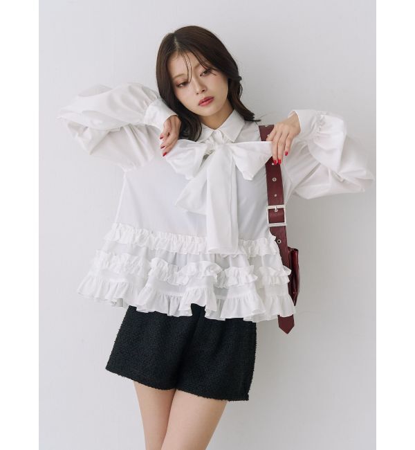 jouetie「リボンタイフリルショートシャツ」|シャツ・ブラウス|