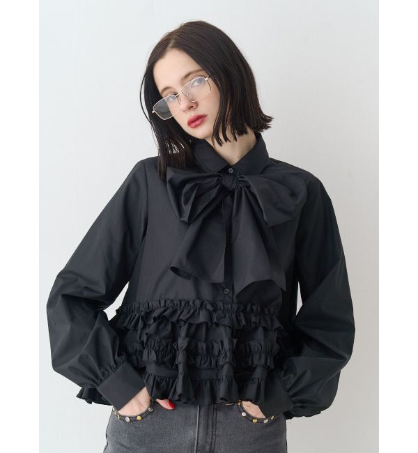 jouetie「リボンタイフリルショートシャツ」|シャツ・ブラウス|ブラック