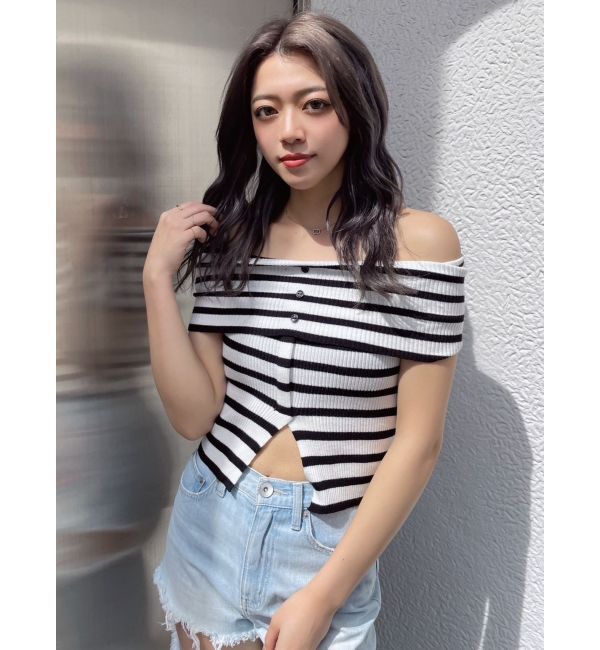 GYDA「HEMスリットオフショルニットトップス」|ニット・セーター|