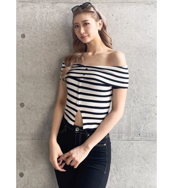 GYDA「HEMスリットオフショルニットトップス」|ニット・セーター|