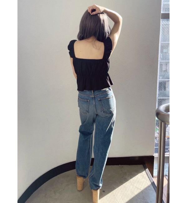 GYDA「リボンフレアリブトップス」|Tシャツ・カットソー|