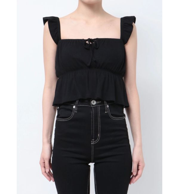 GYDA「リボンフレアリブトップス」|Tシャツ・カットソー|