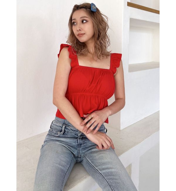 GYDA「リボンフレアリブトップス」|Tシャツ・カットソー|