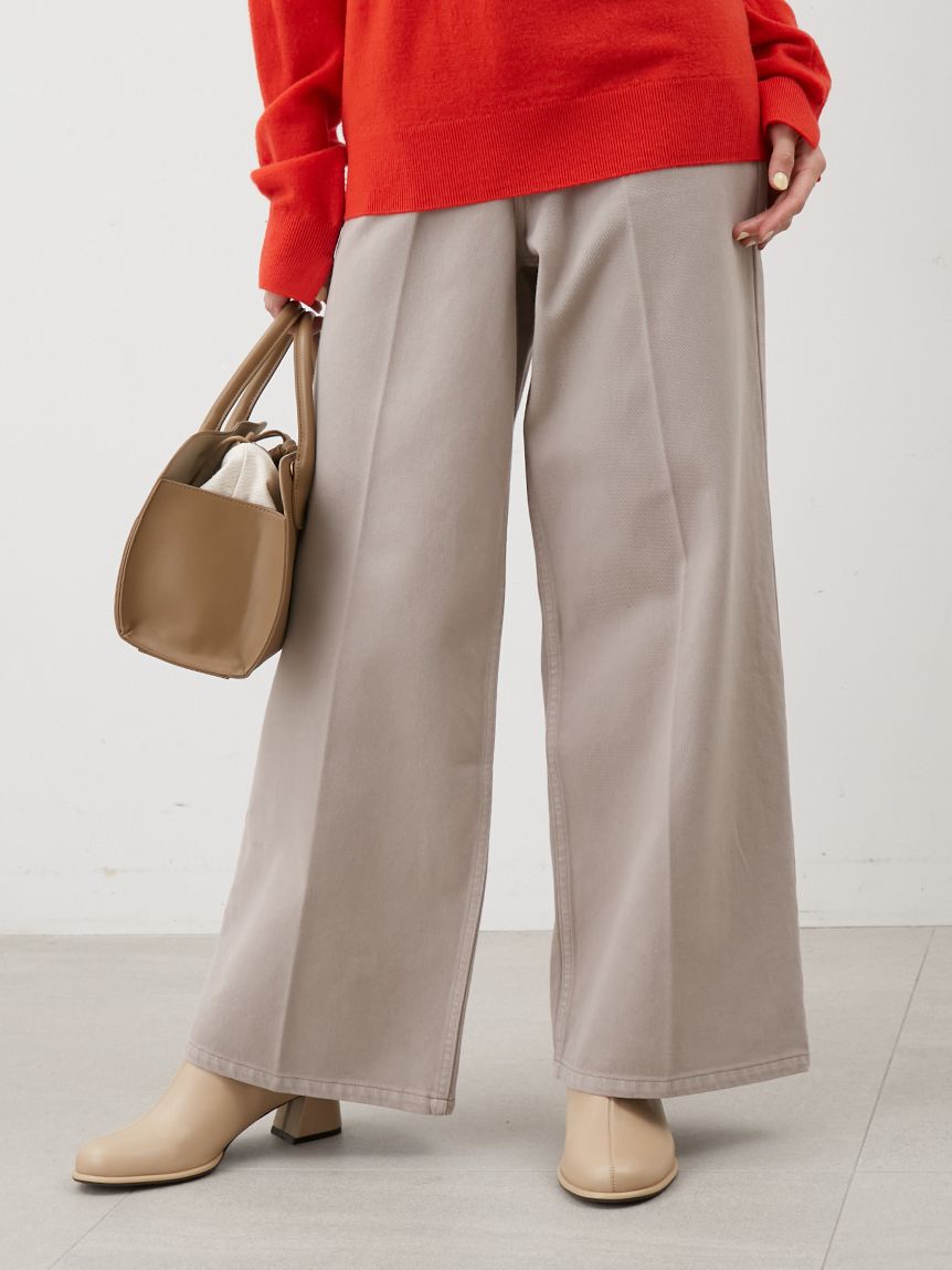 Mila Owen「センタープレスローライズワイドデニムパンツ」|デニム|BEG