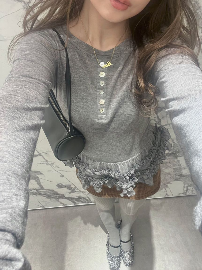 FURFUR「裾フリルジャージートップス」|Tシャツ・カットソー|