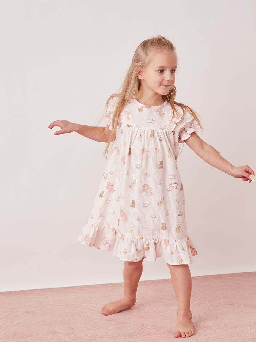 GELATO PIQUE KIDS & BABY「【KIDS】パジャマパーティー柄シャーリングワンピース」|ワンピース|