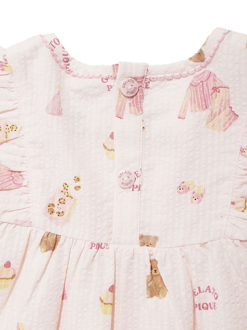 GELATO PIQUE KIDS & BABY「【KIDS】パジャマパーティー柄シャーリングワンピース」|ワンピース|