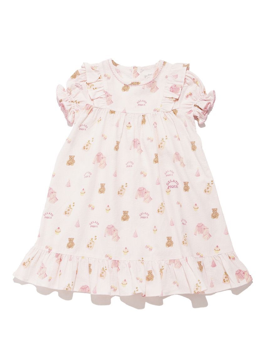 GELATO PIQUE KIDS & BABY「【KIDS】パジャマパーティー柄シャーリングワンピース」|ワンピース|