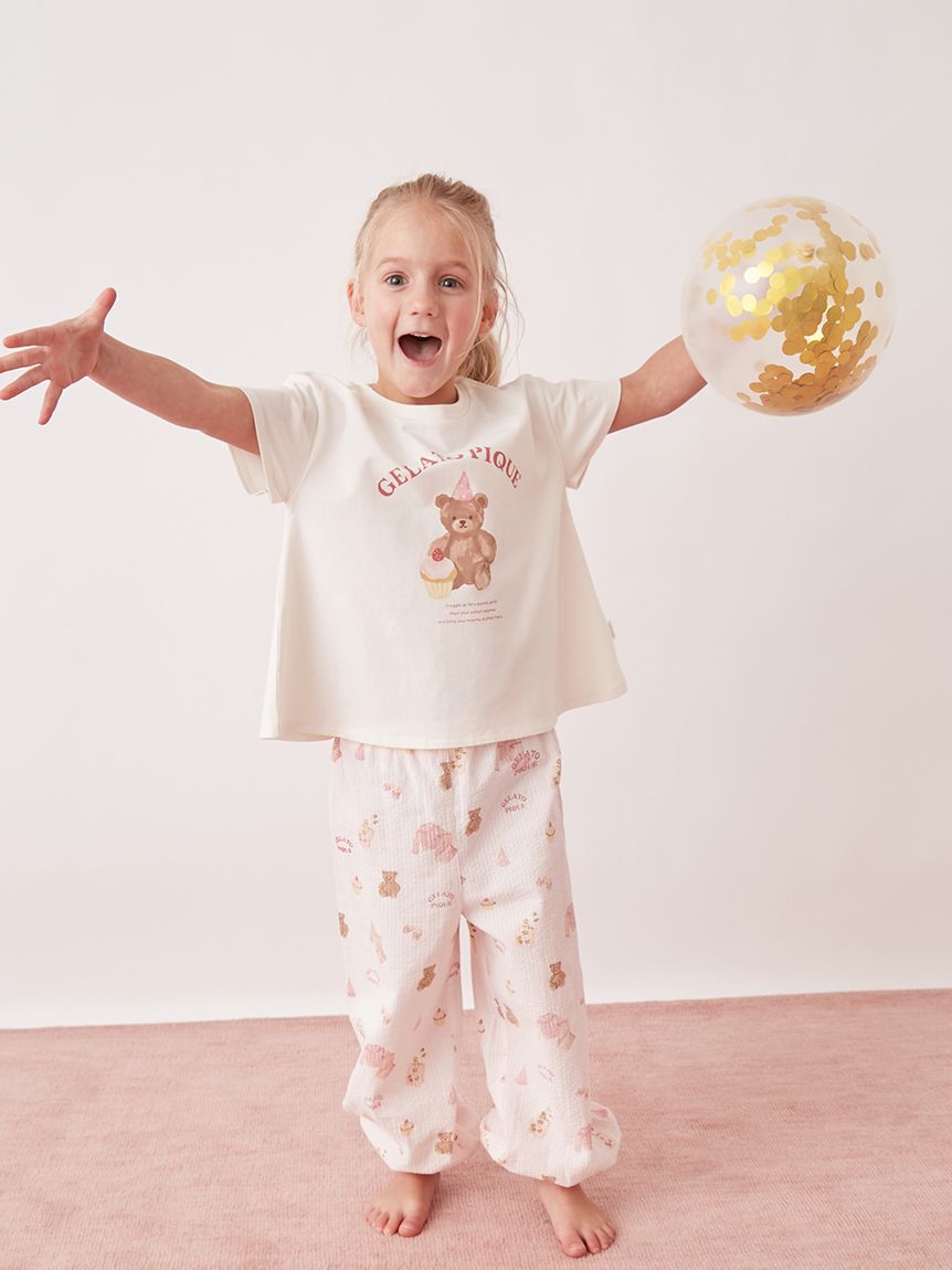 GELATO PIQUE KIDS & BABY「【KIDS】パジャマパーティー柄シャーリングロングパンツ」|ルームウェア|