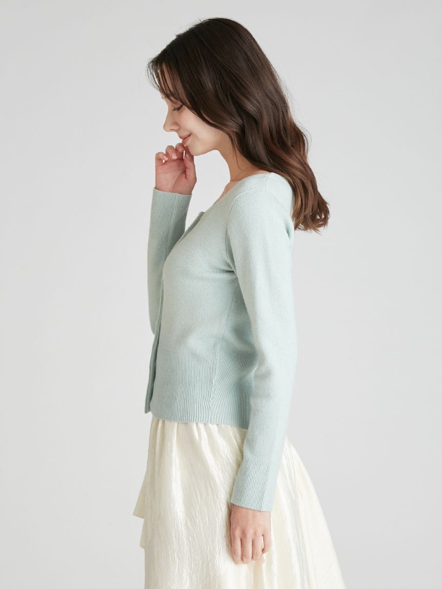 CELFORD「スクエアネックラメニットカーディガン」|カーディガン|