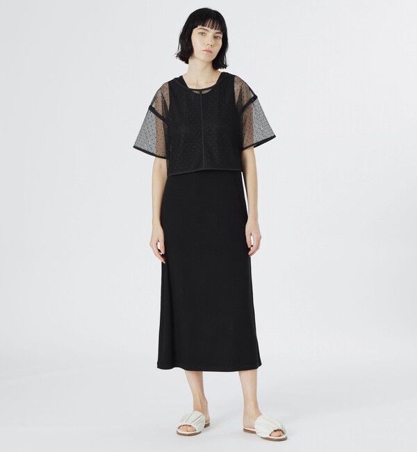  「メッシュレイヤードカットソーワンピース」|ワンピース|