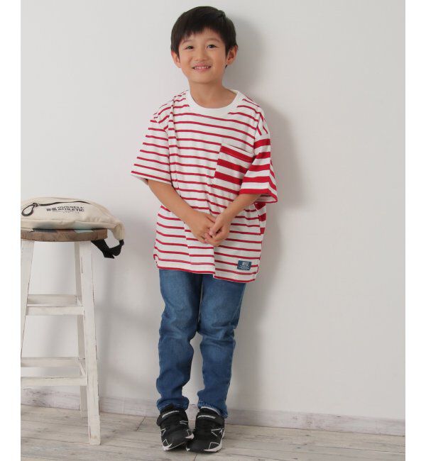 ikka kids「USAコットン イピッチボーダーポケT（120~160cm）」|Tシャツ・カットソー|