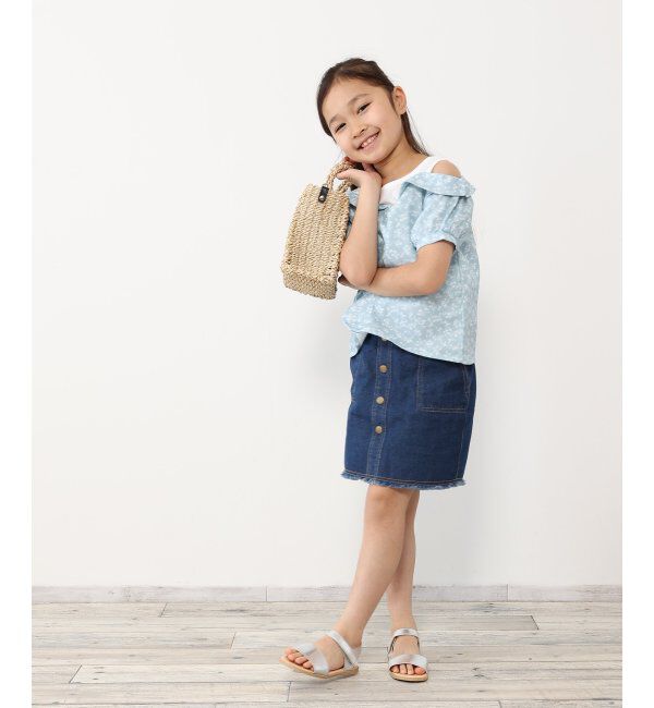 ikka kids「肩開きレイヤード花柄ブラウス（120~160cm）」|シャツ・ブラウス|