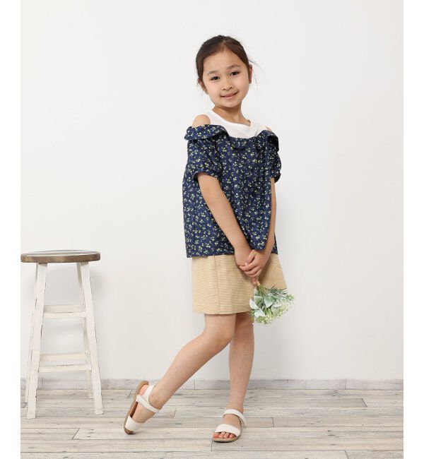 ikka kids「肩開きレイヤード花柄ブラウス（120~160cm）」|シャツ・ブラウス|