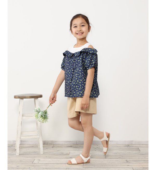 ikka kids「肩開きレイヤード花柄ブラウス（120~160cm）」|シャツ・ブラウス|
