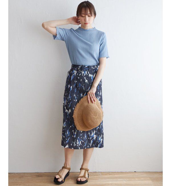 ikka「ベルト付きプリントスカート」|スカート|