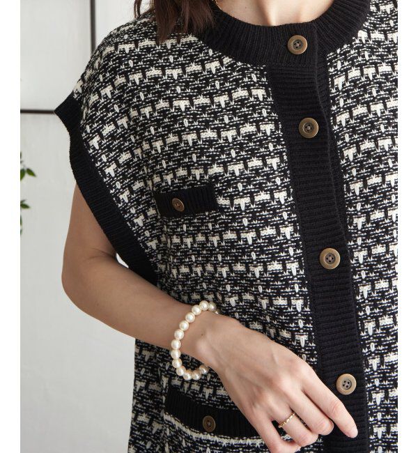ikka「ツイードライクVネックベスト」|ニット・セーター|