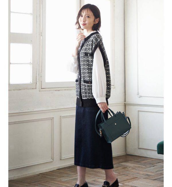 ikka「ツイードライクVネックベスト」|ニット・セーター|