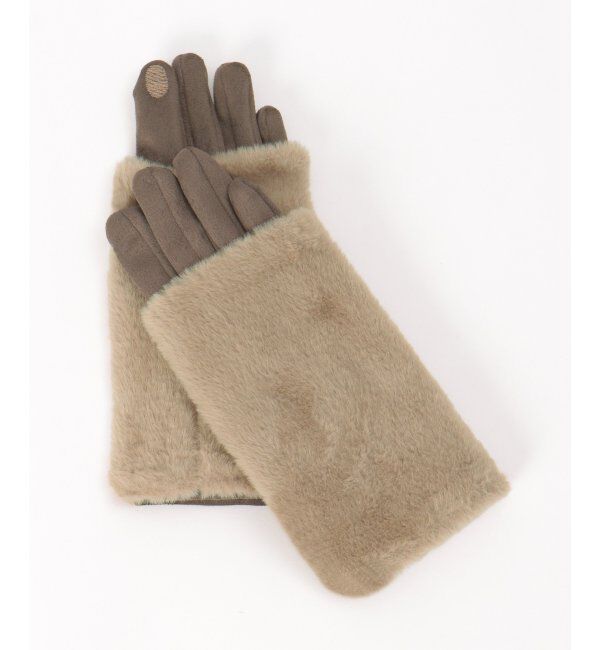 ikka「3WAYエコファー&フェイクスエードグローブ」|手袋|