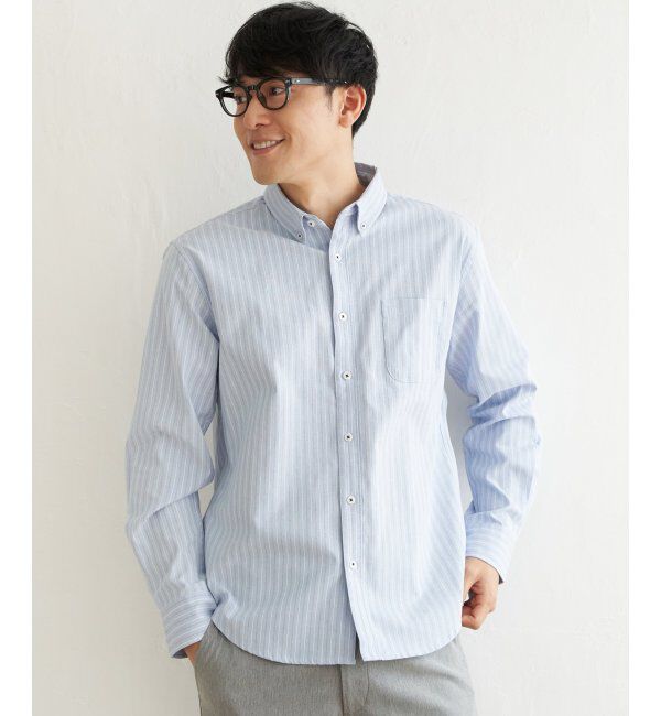 ikka「【吸水速乾】イージーケアオックスボタンダウンシャツ」|シャツ・ブラウス|ブルー