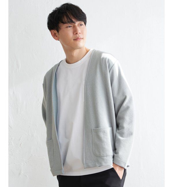 ikka「ダブルフェイスDRYカノコカーディガン」|カーディガン|グレイ