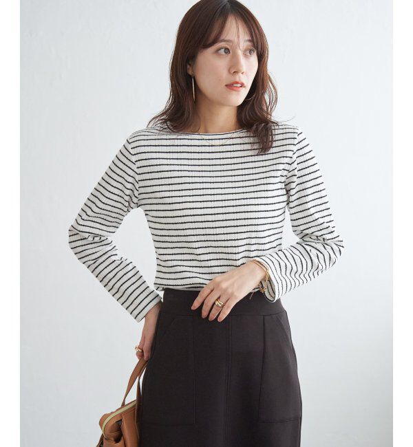 ikka「ストライプジャガードプルオーバー」|Tシャツ・カットソー|