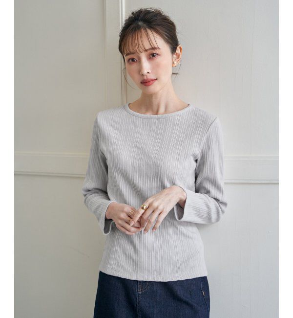 ikka「ストライプジャガードプルオーバー」|Tシャツ・カットソー|