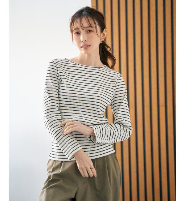 ikka「ストライプジャガードプルオーバー」|Tシャツ・カットソー|ボーダー