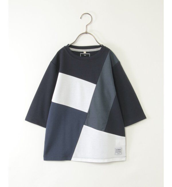 ikka kids「７ブソデポンチブロックスＴ」|Tシャツ・カットソー|ネイビーブルー