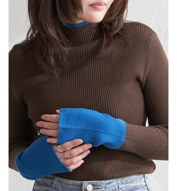 VENCE share style「配色クールクールハイネックプルオーバー」|タンクトップ|ブラウン