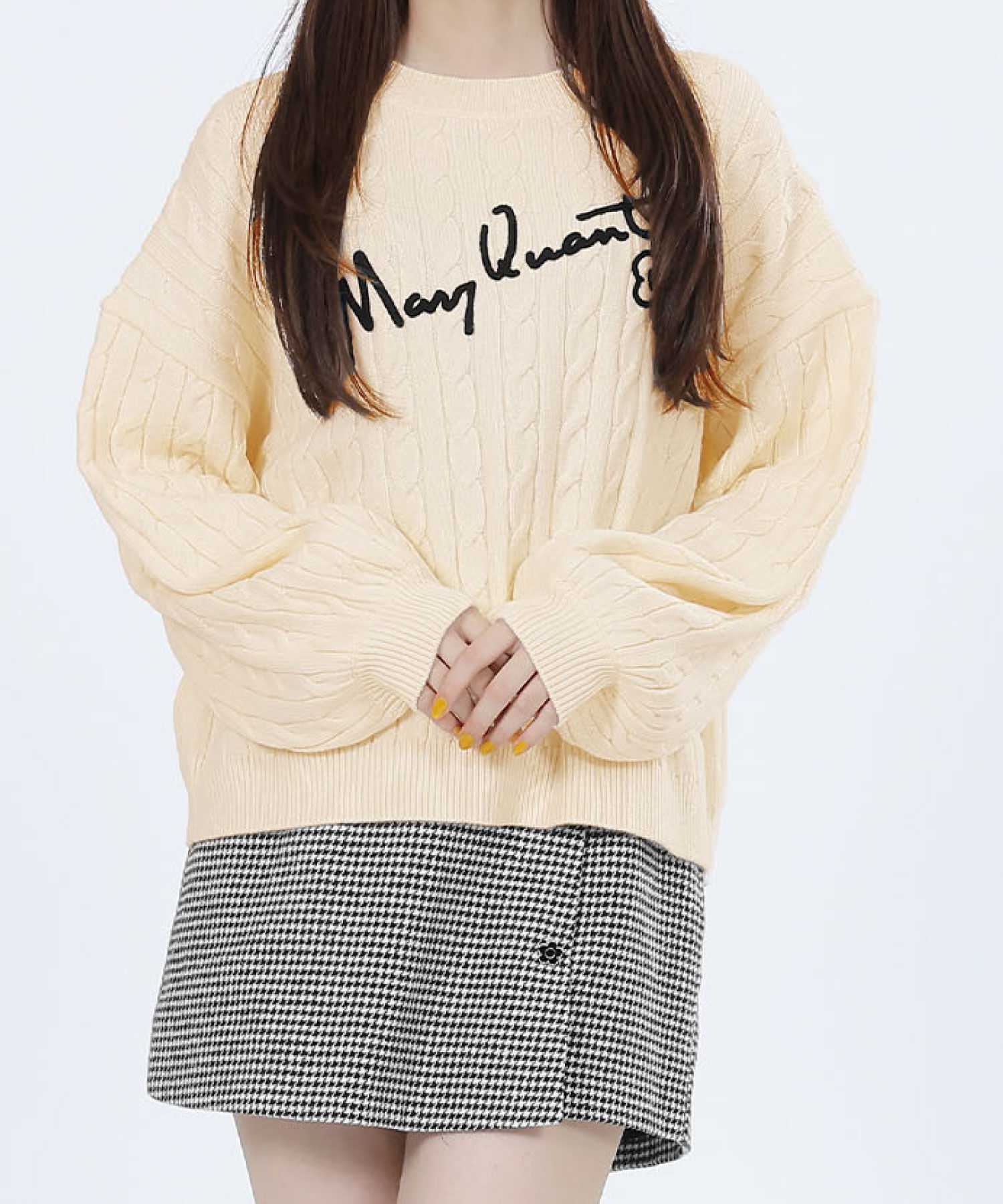 MARY QUANT「サインロゴケーブル プルオーバー」|カーディガン|アイボリー