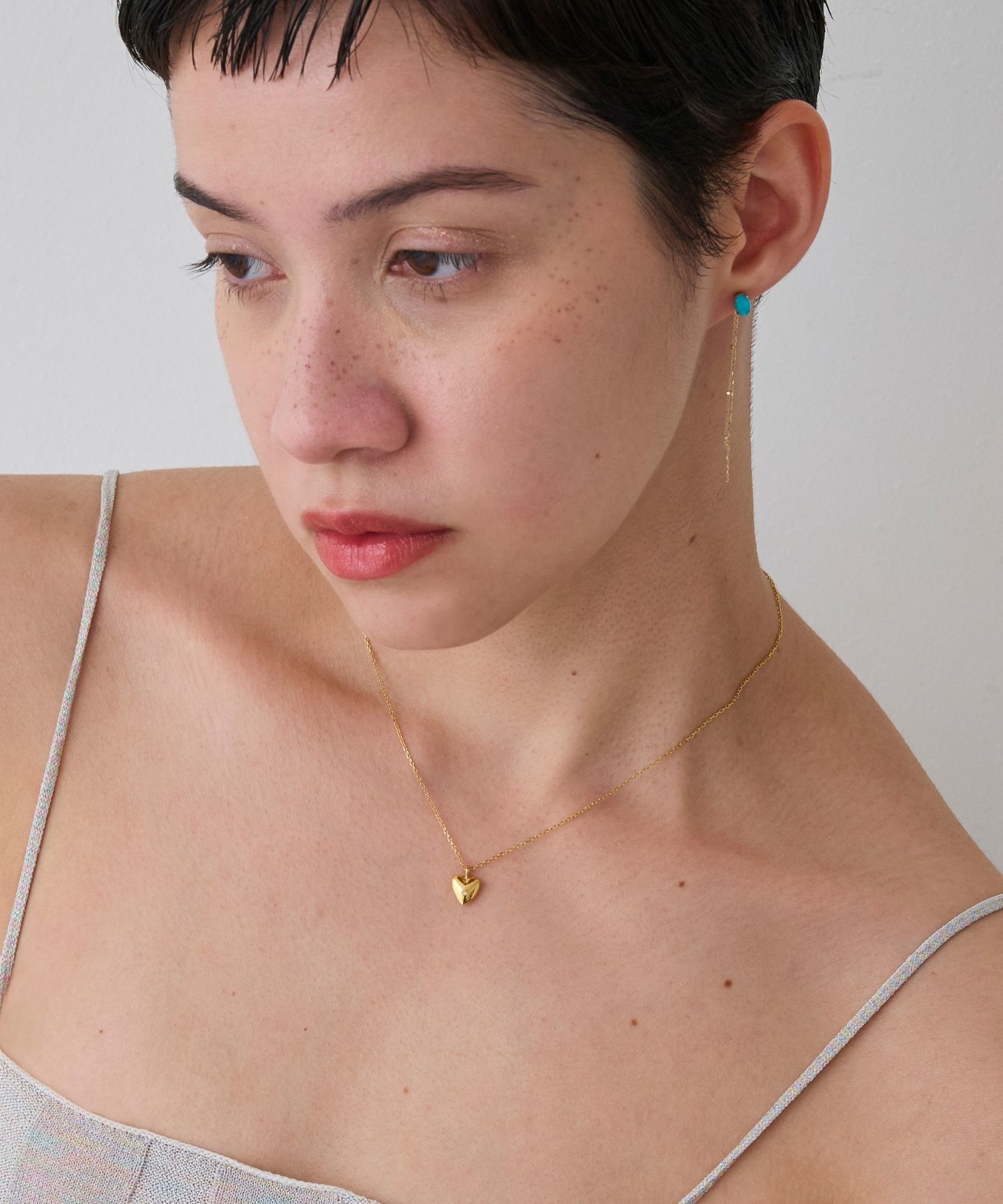 JUPITER「【SV】ハートモチーフダイヤモンドネックレス/金属アレルギー対応　ゴールド」|ネックレス|