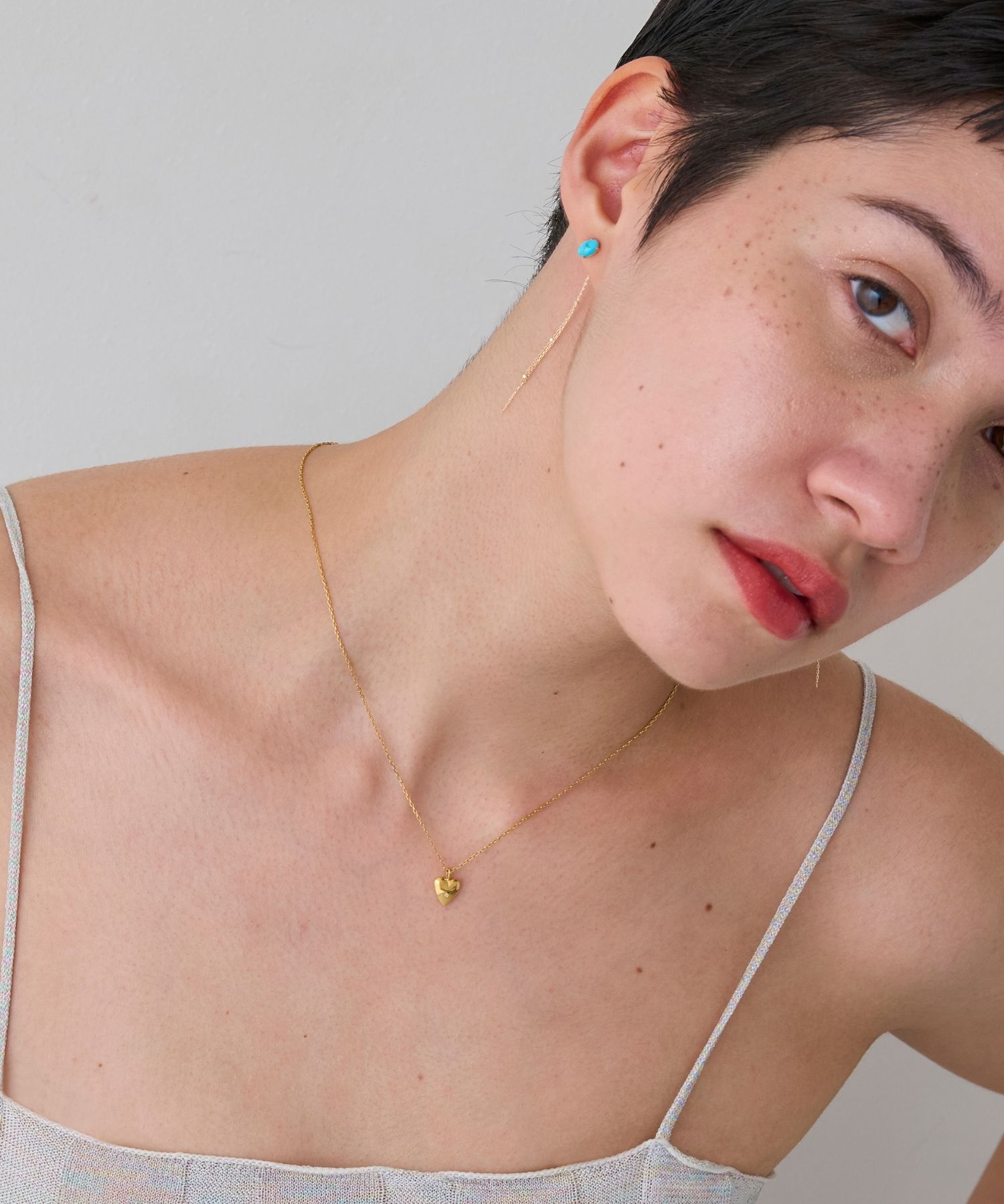 JUPITER「【SV】ハートモチーフダイヤモンドネックレス/金属アレルギー対応　ゴールド」|ネックレス|