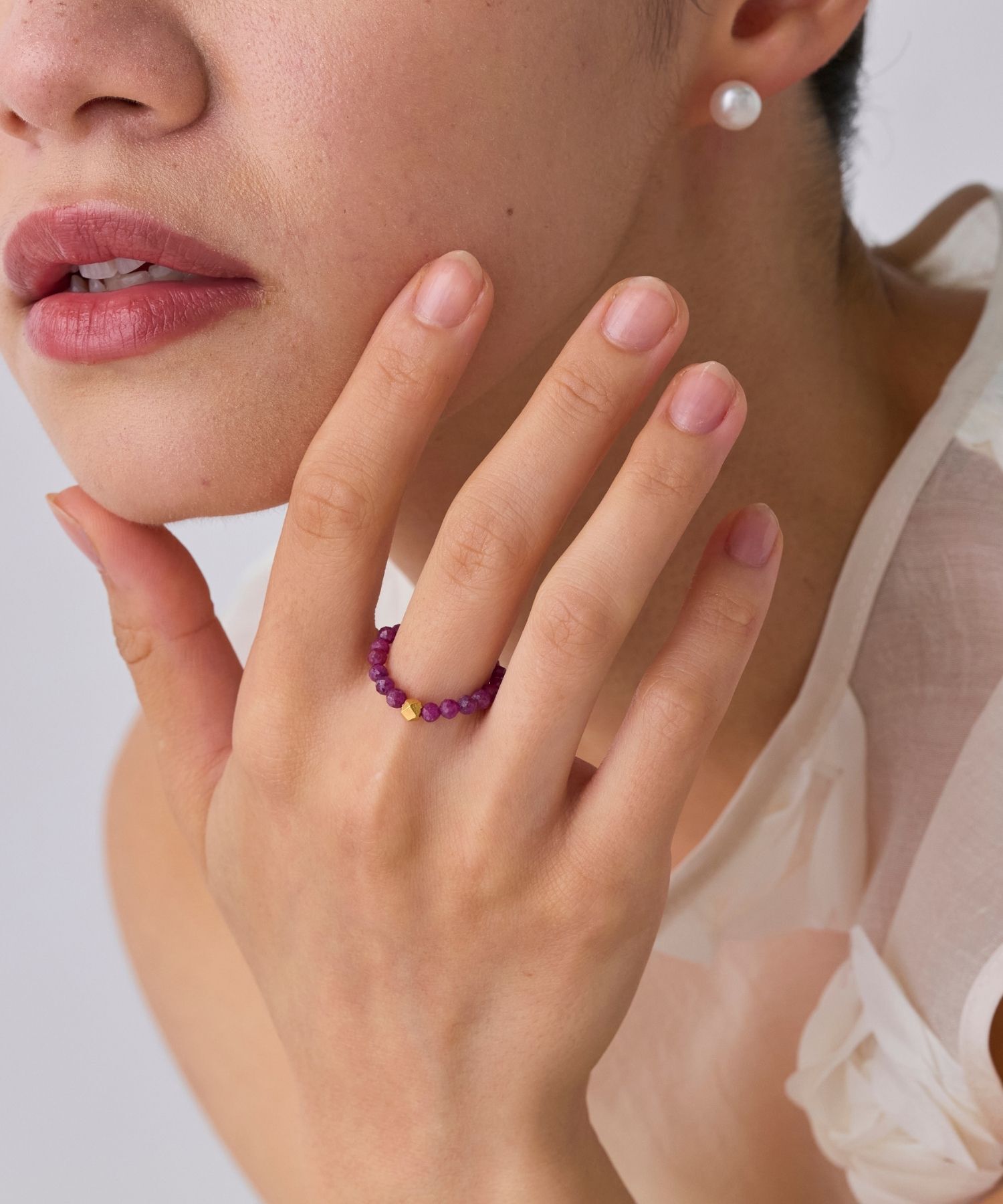 JUPITER「【SV】天然石ビーズリング/金属アレルギー対応　ルビー」|リング|