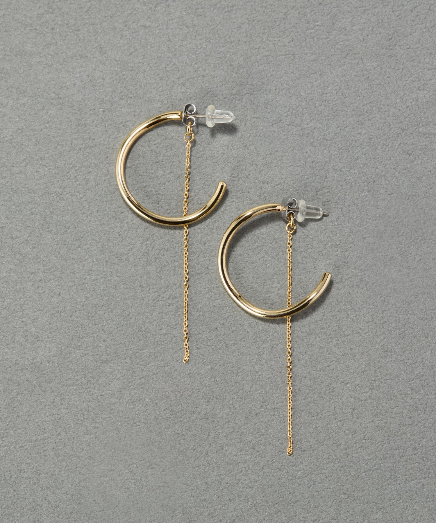 Phoebe「【金属アレルギー対応】2wayウェーブラインフープピアス　ゴールド/ニッケルフリー」|ピアス|ゴールド