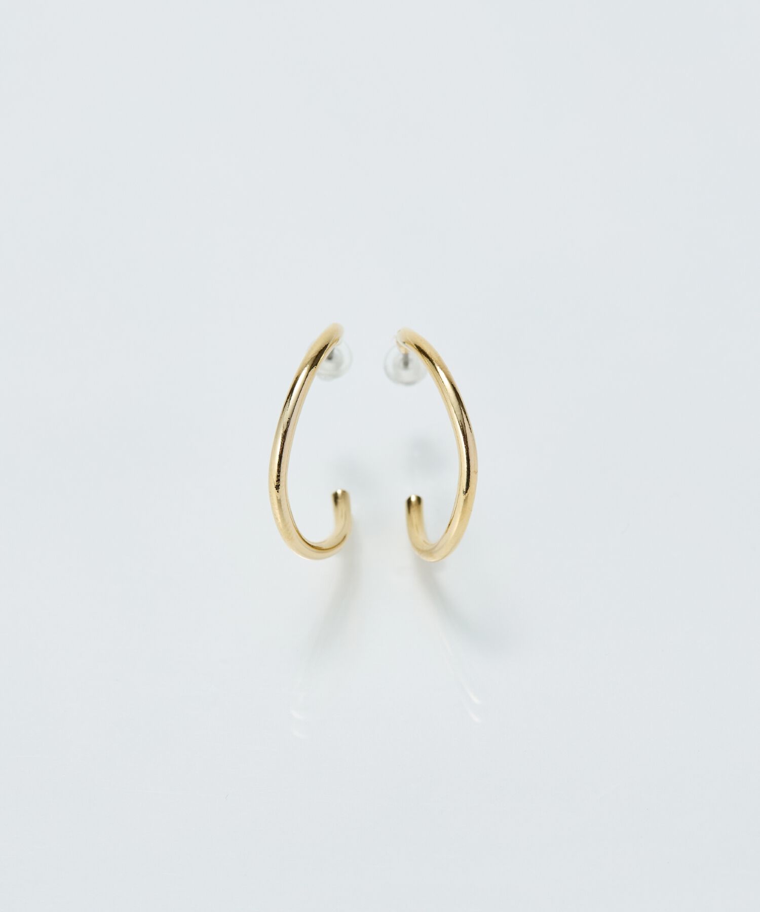 Phoebe「【金属アレルギー対応】2wayウェーブラインフープピアス　ゴールド/ニッケルフリー」|ピアス|