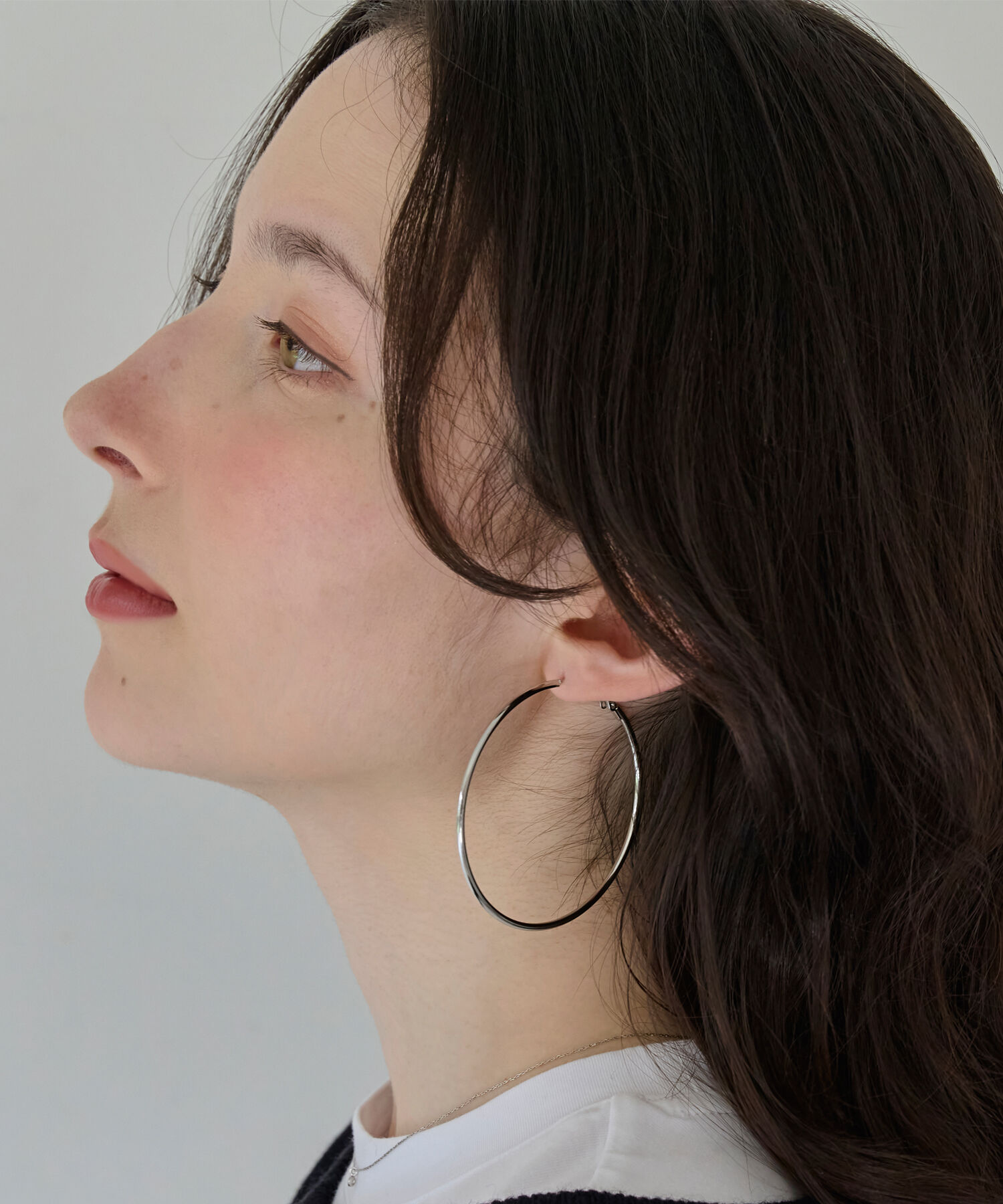 Phoebe「【金属アレルギー対応】ライトフープビッグピアス　シルバー/ステンレス/大振り」|ピアス|