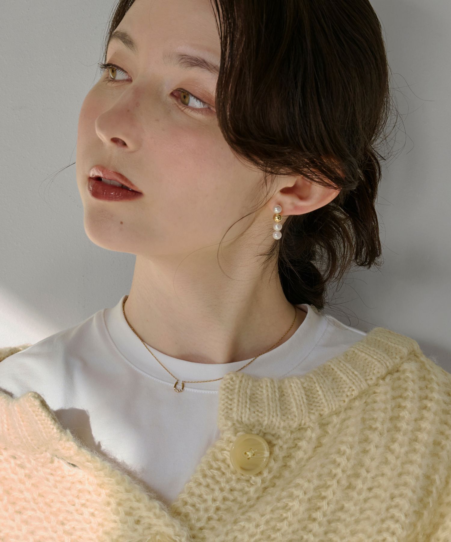 Phoebe「【金属アレルギー対応】ミックスドットピアス　ゴールド/ニッケルフリー/パール」|ピアス|