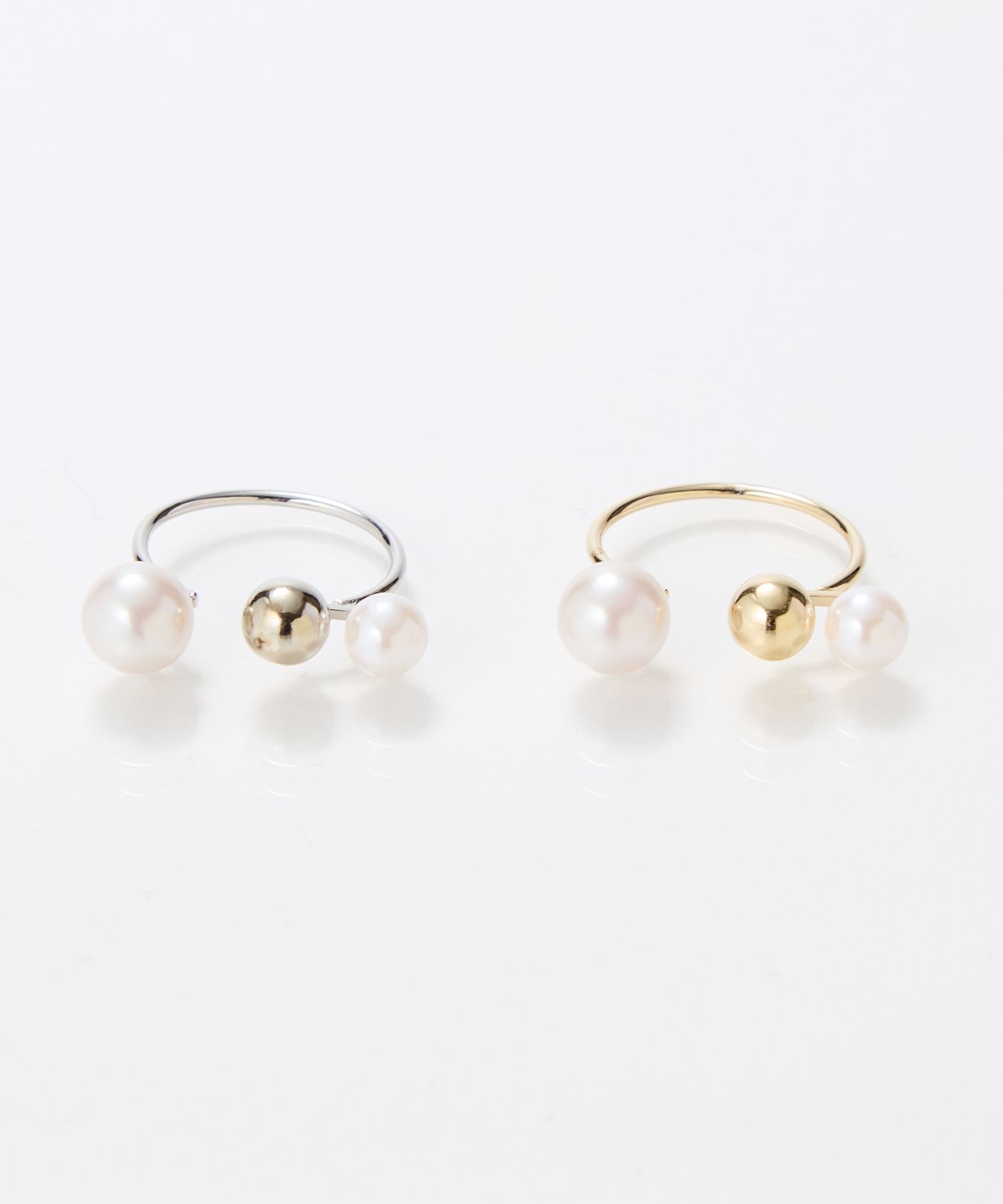 Phoebe「【金属アレルギー対応】ミックスドットリング　シルバー/ニッケルフリー/パール」|リング|