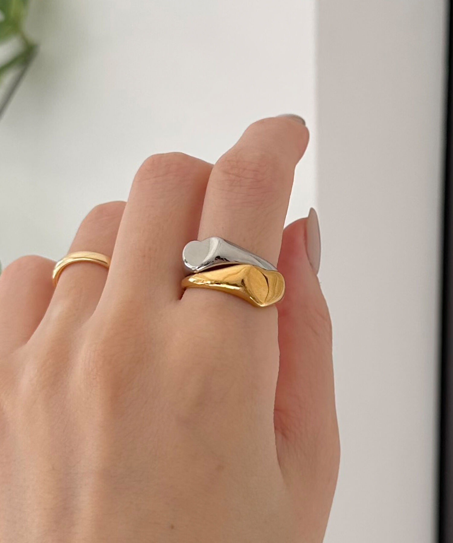 Phoebe「【金属アレルギー対応】メタルラヴィリング　シルバー/ステンレス/ハート」|リング|